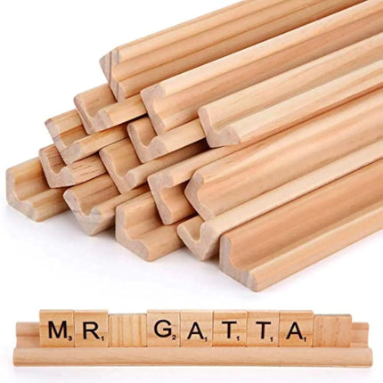 Gejoy 16 Pcs Wooden Tile Holders Letter Tray Racks Replacement Racks Word Tray for Crafts and Game Stands School Students - Lamarshop1