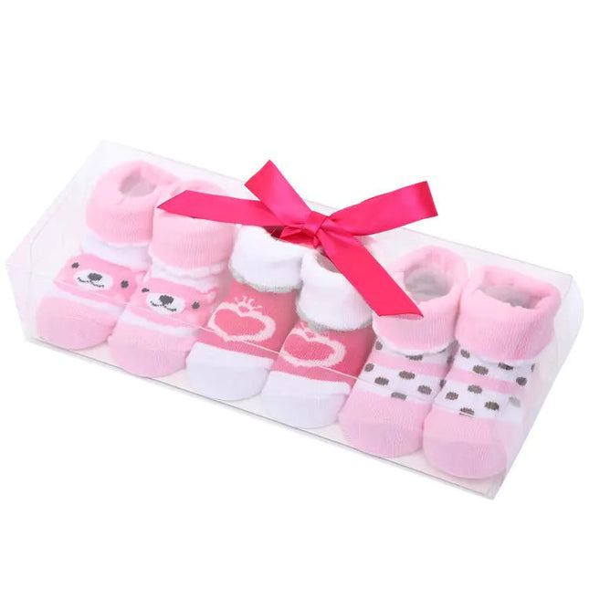 Cute Cartoon Polka Dot Baby Socks with Bow Set