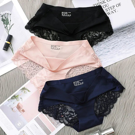 Sexy Ice Silk Women's Lace Thong Panties - Lamarshop1