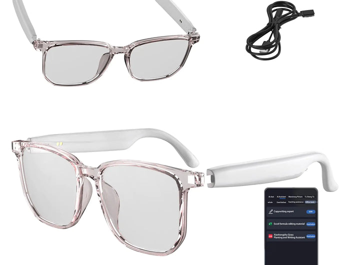 AI Smart Glasses Ai Translator Glasses Wireless Bluetooth Real - Time Translation Smart Music Glasses for Businees for Listening to Music & CallingSupport 75 Languages - Lamarshop1