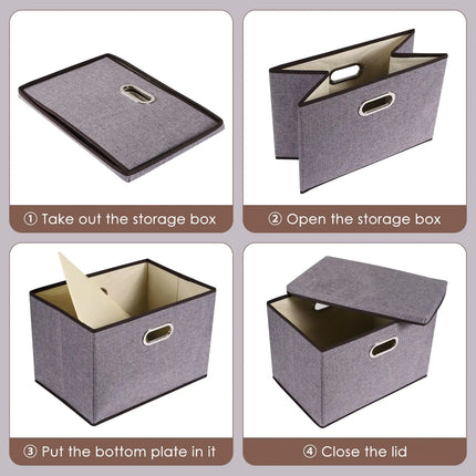 Household Items Storage Box Cotton And Linen Large Folding Storage Box Clothing Storage Box 44 - 30 - 30cm, 3 - piece Set, 5 - piece Set - Lamarshop1