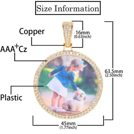 Round Micro Set Zircon Picture Frame Necklace