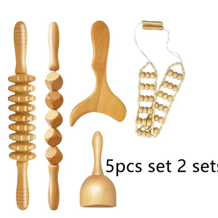 Wooden Anti-Cellulite Hand Massage Roller Set (Multiple Options)