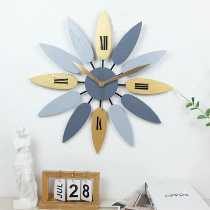 Leaf Wall Clock, Wooden Minimalist Design for Living Room - Lamarshop1