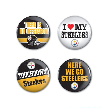 NFL Pittsburgh Steelers Round Button (4 Pack) 1 1/4"