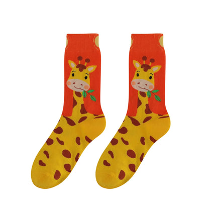 WARMVIN Women Novelty Socks for Animal Lover Funny Socks Crazy Socks Fun Socks Gifts for Wife Girl Friend Size 6 - 11 Giraffe Socks Red Socks for Women - Lamarshop1