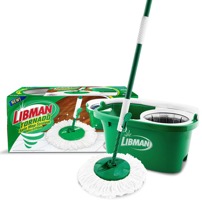 Libman Tornado Spin Mop System | Mop and Bucket with Wringer Set | Spin Mop | Floor Mop | Libman Mop | Mops for Floor Cleaning | Hardwood Floor Mop | 1 Mop Head Included - Lamarshop1