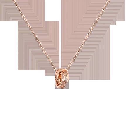 Chomel S925 Silver Double Ring Necklace for Women