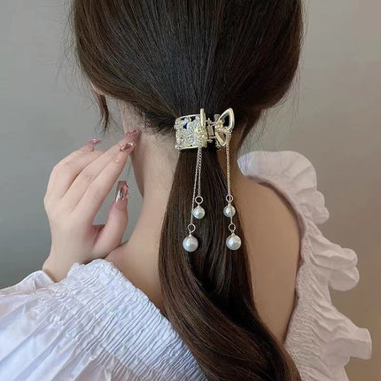 Pearl Tassel Butterfly High Ponytail Hair Clip