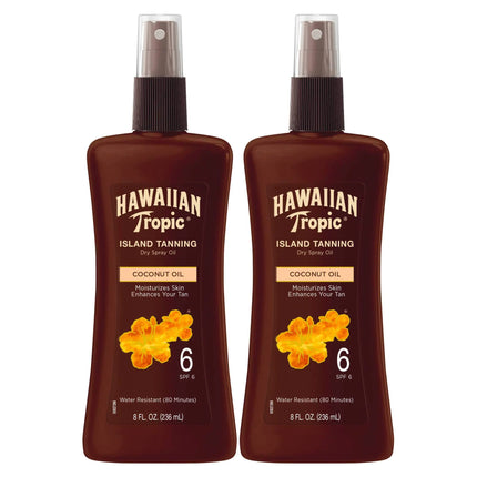Hawaiian Tropic Island Tanning Oil Spray Sunscreen SPF 6 8oz | Tanning Sunscreen Tanning Oil with SPF Moisturizing Body Oil Hawaiian Tropic Oil Outdoor Tanning Oil 8oz each Twin Pack - Lamarshop1