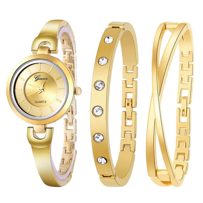3 - Piece Bracelet and Quartz Watch Set for Women - Lamarshop1