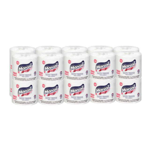Marcal Pride Toilet Paper White 1000 Sheets Per Roll 20 Rolls Per Case - Sustainable and Chlorine Free Bath Tissue 03408 - Lamarshop1