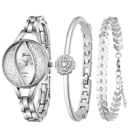 Fashionable Quartz Watch and Bracelet Set for Women