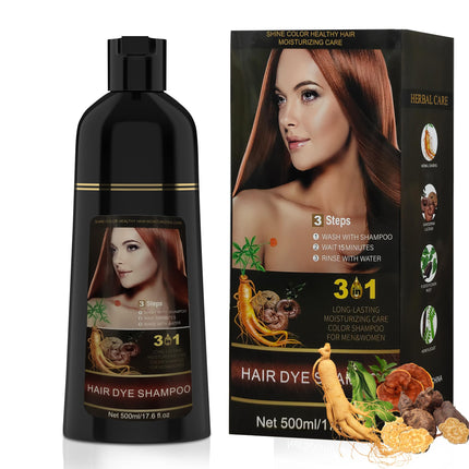Hair dye shampoo 3 in 1 Hair Color Shampoo Herbal Shampoo Hair Dye for Women Men for Gray Hair Instant (Wine Red)
