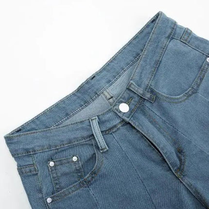 Star Mesh Patchwork Wide Leg Jeans with Frayed Detail
