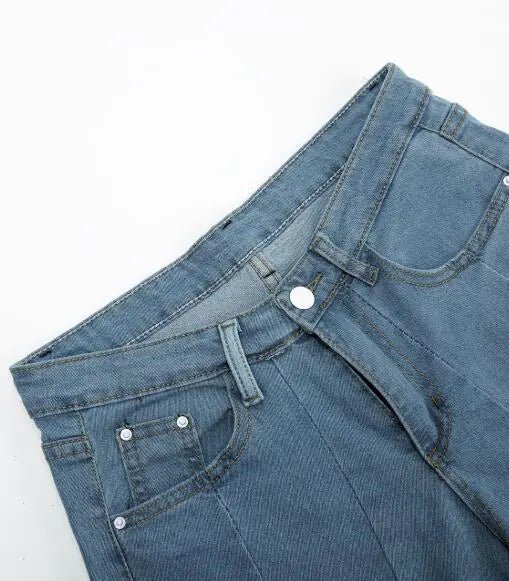 Star Mesh Patchwork Wide Leg Jeans with Frayed Detail