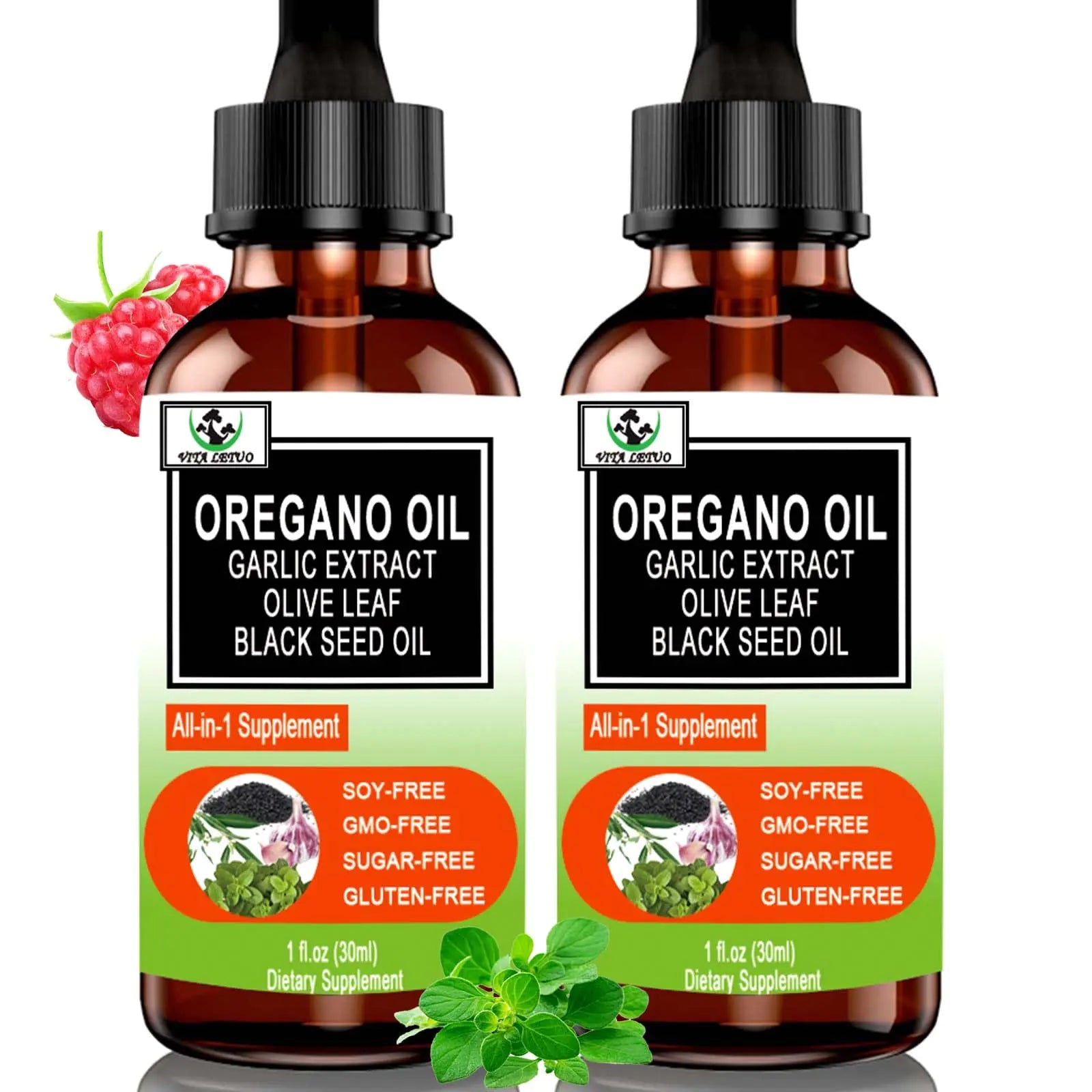 (2 Pack) Organic Oil Of Oregano with Black Seed Oil for ImmuneDigestive Support & Antioxidant6000mg Oregano Oil Drops w/Garlic Elderberry Seasonal Support 6X Absorption Than Oregano Oil Capsule