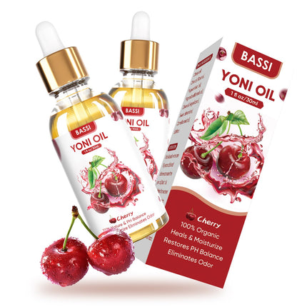 2 Packs Yoni Oil for Women - Cherry Fresh Feminine Care Oil - All Natural Vaginal Oil Herbal Yoni Blend with Cherry Oil- Intimate Oil Reduces Odor Restores pH Balance and Wetness 1 fl oz/p