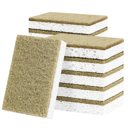 RNOAFMU Natural Kitchen Sponges 12 Pack Non - Scratch Sponges for Dishes Biodegradable Scruber Sponges Kitchen for Cleaning Household - Lamarshop1
