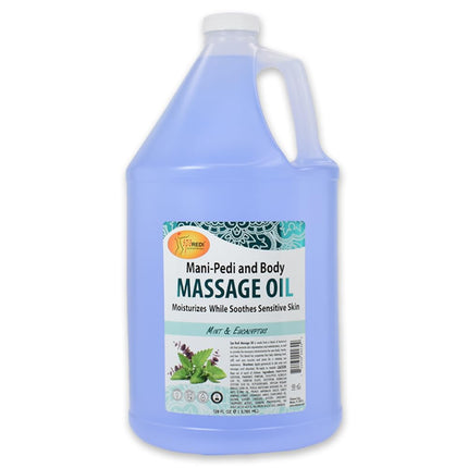 SPA REDI - Massage Oil Mint Eucalyptus 128 Oz - Professional Pedicure Manicure Body Massage Therapy Made with Almond Oil Cotton Seed Oil Sunflower Oil Avocado Oil Essential Oils Vitamin E