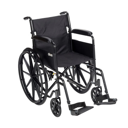 Drive Medical Single Axle Silver Sport 1 Wheelchair Silver Vein Fixed Arm 18" 1 Each 1 Count
