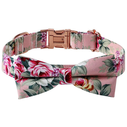 Cotton Dog Collar with Rose Gold Buckle - Lamarshop1