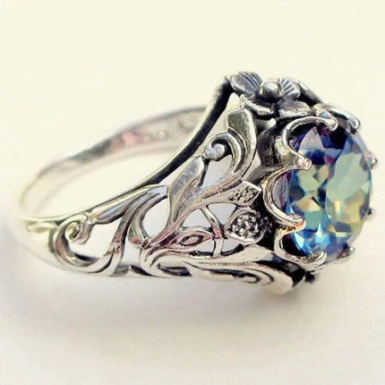 Fashion Color Zircon Hollow Creative Black Gold Ring