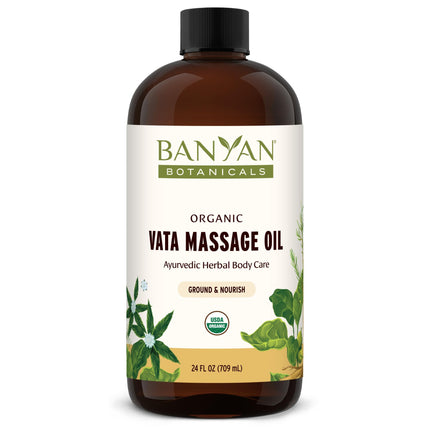 Banyan Botanicals Vata Massage Oil – Organic Herbal Massage Oil for Calm & Relaxation – Ayurvedic Oil with Organic Ashwagandha (Withania Somnifera) – 24 oz – Non-GMO Sustainably Sourced Abhyanga Oil