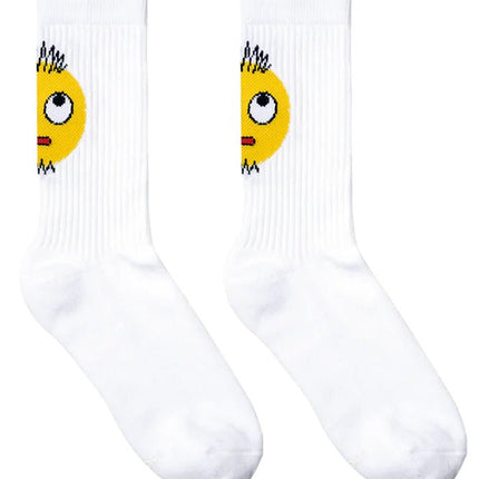 Original Design White Mustache Emoji Sports Socks - Lamarshop1