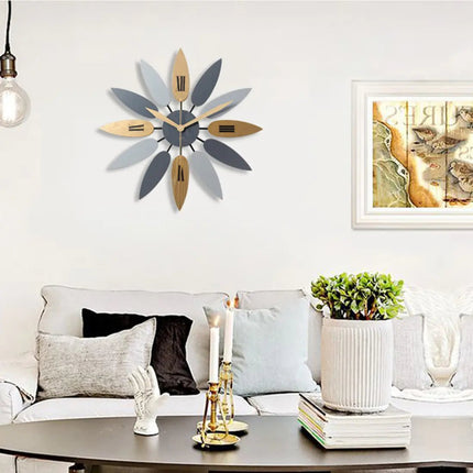 Leaf Wall Clock, Wooden Minimalist Design for Living Room - Lamarshop1
