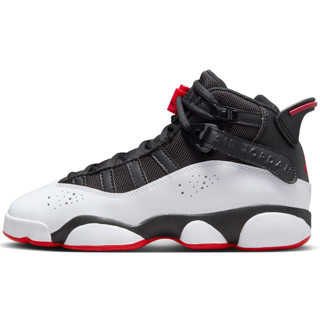 Jordan 6 Rings Big Kids Shoes (323419-067 Black/White/University Red) Size 6