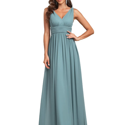 Ever-Pretty Womens Bridesmaid Dress V-Neck Sleeveless A Line Chiffon Floor Length Formal Dress Light Teal US10