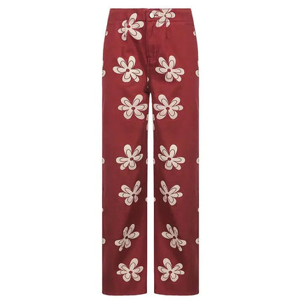 Fashion Printed Sexy Low-Rise Wide-Leg Jeans for Women