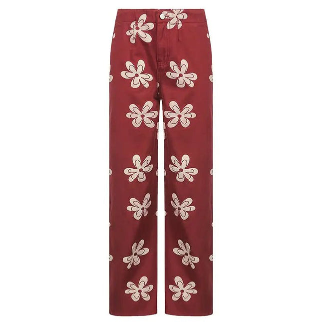 Fashion Printed Sexy Low-Rise Wide-Leg Jeans for Women