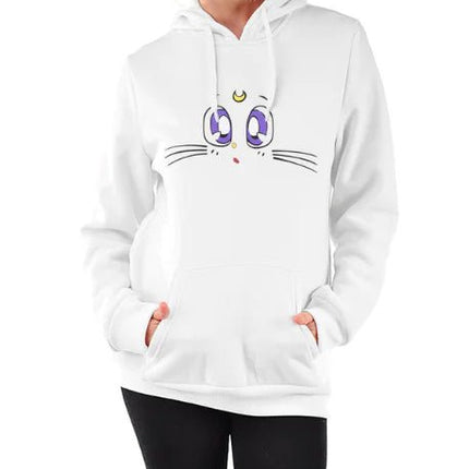Women's Hooded Sweatshirt with Fleece Cat Design - Lamarshop1