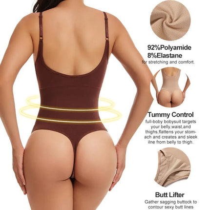 Plus Size Seamless Bodysuit with Thong for Women - Lamarshop1