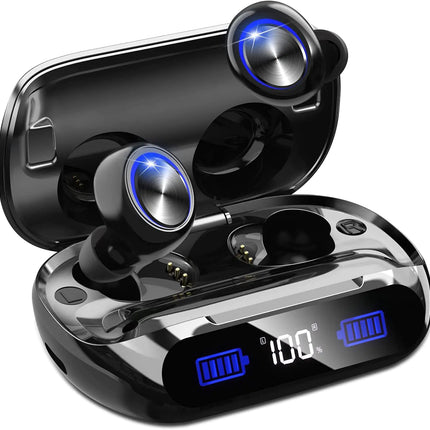 YIPUT Wireless Earbuds Bluetooth 5.3 Headphones 200 Hours Playtime with 2000mAh charg Casein Ear Headest IP7Waterproof Noise Cancelling Built - in MicPremiu Bass LCD Displayfor Sports/Working/Study - Lamarshop1
