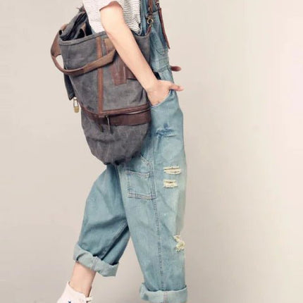 Denim Overalls and Wide-Leg Jeans