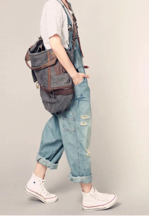 Denim Overalls and Wide-Leg Jeans