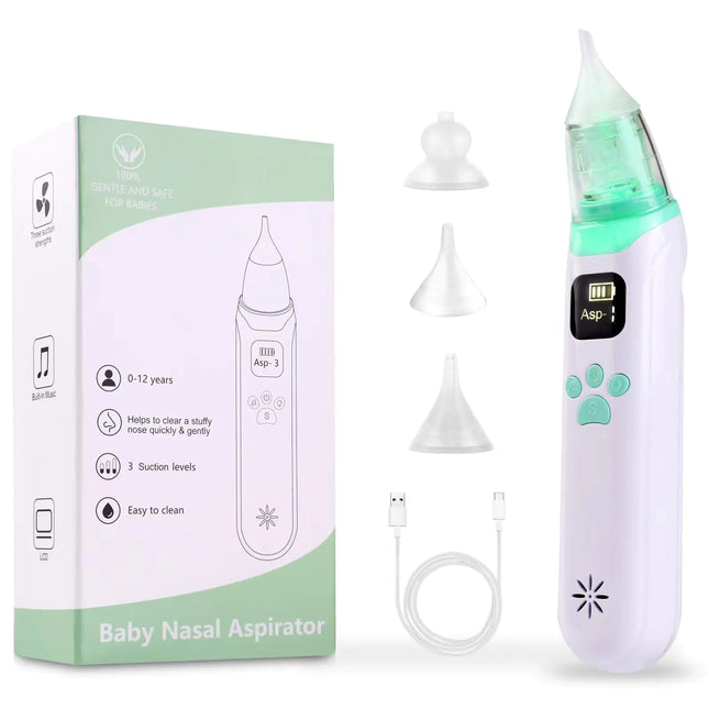 EGGIS Baby Nasal Aspirator Baby Nose Cleaner with 3 Silicone Tips Music and Light Soothing Function Automatic Nose Cleaner - Lamarshop1