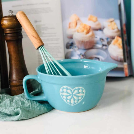 Retro Embossed Lake Blue Drainage Bowl