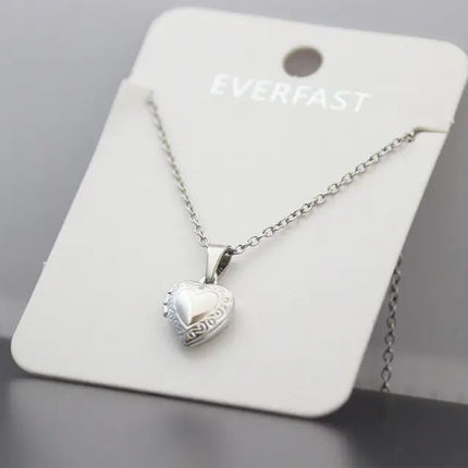 Stainless Steel Heart Shaped Picture Frame Necklace