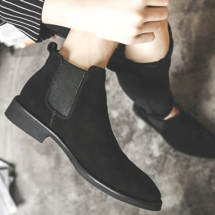 Men's High - Top Leather Chelsea Ankle Boots - Lamarshop1