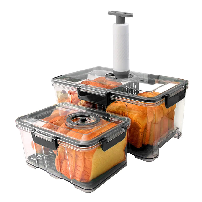 CTANCIFANG Bread Storage Container for Homemade Bread 2 Pack 7.5L +2.5L Large Sizes Airtight Vacuum Bread Box with Time Recording Bread Storage for Kitchen Countertop Toast and Cookies - Lamarshop1