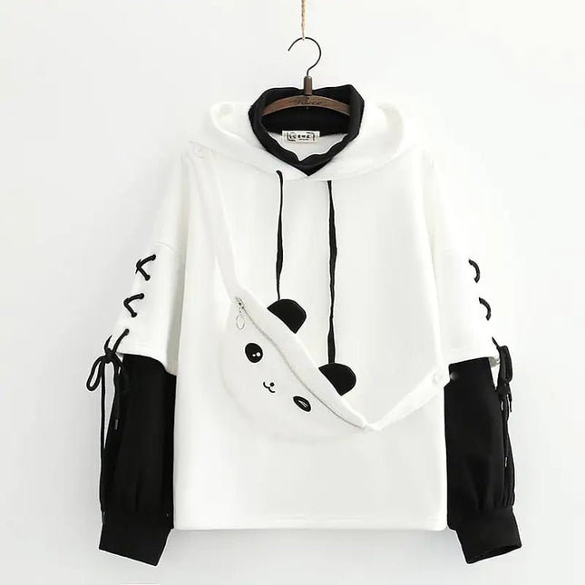 Women's Fleece Hooded Sweater with Panda Design - Lamarshop1