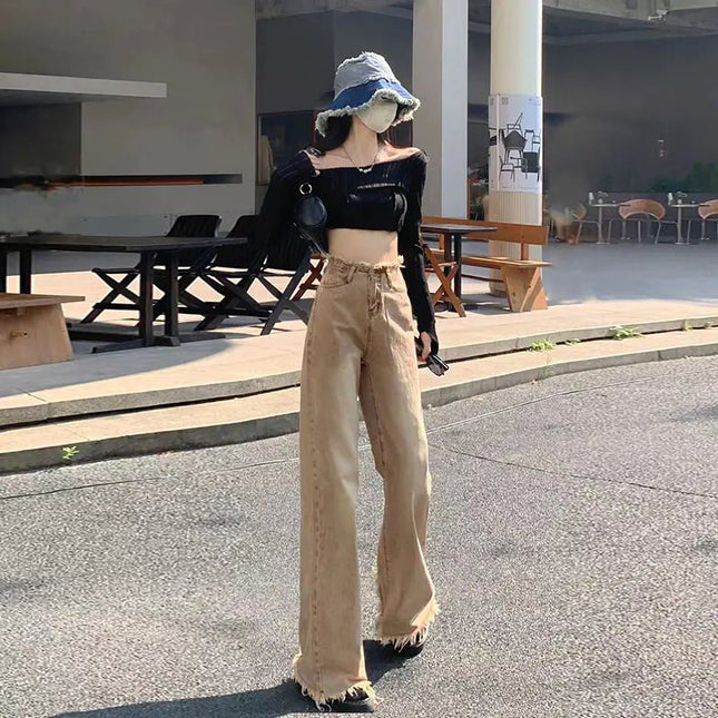 Vintage Women's Curry Loose Wide Leg Jeans