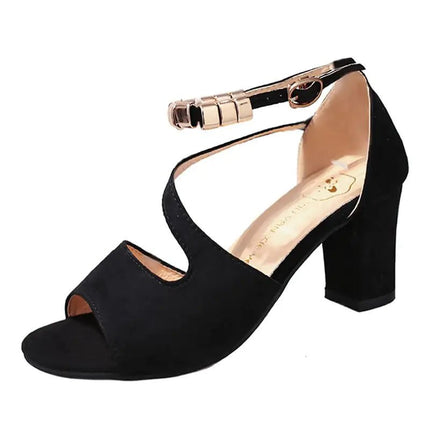 Fashion Women's Sandals with Thick Mid - Heel Buckle - Lamarshop1