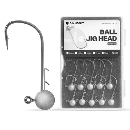 Round Ball Fishing Jig Heads Light-Weight Finesse Inch Wacky Double Wires Bait Keeper Jigs 1/48 1/32 1/16 3/32 1/8oz
