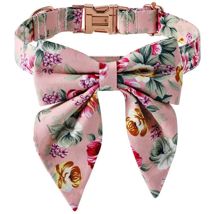 Cotton Dog Collar with Rose Gold Buckle - Lamarshop1
