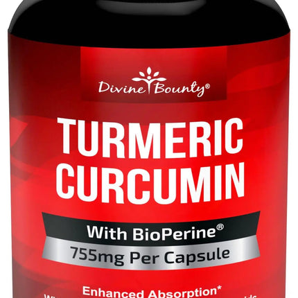 Turmeric Curcumin with BioPerine Black Pepper Extract - 755mg per Capsule 120 Veg. Capsules - GMO Free Tumeric Standardized to 95% Curcuminoids for Maximum Potency - Lamarshop1